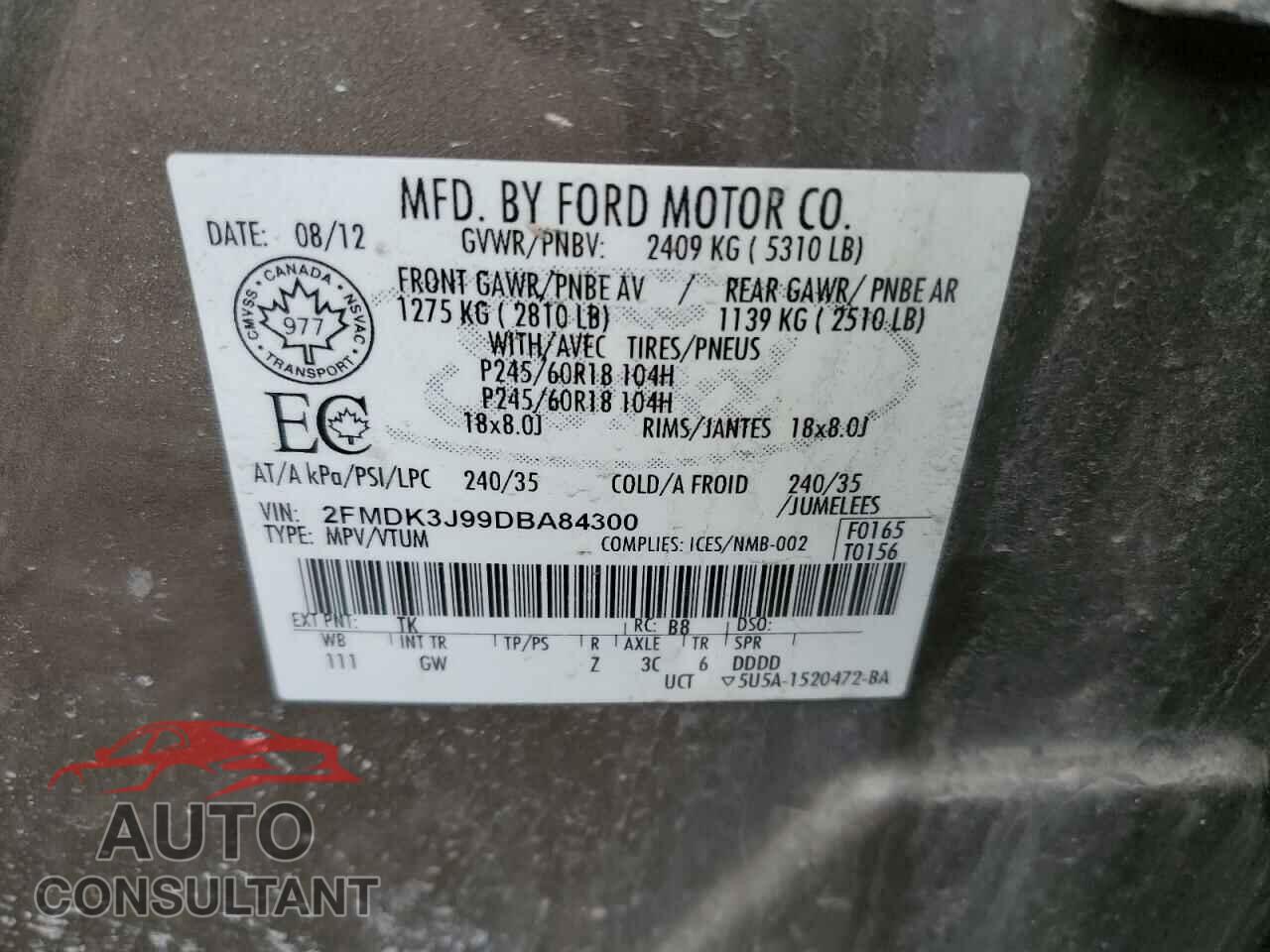 FORD EDGE 2013 - 2FMDK3J99DBA84300