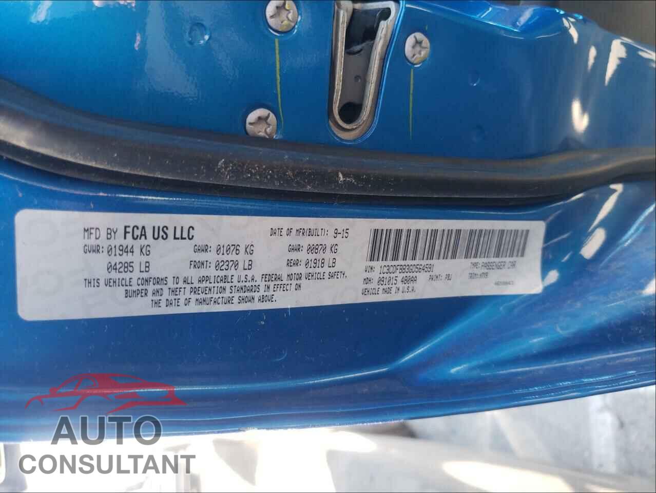 DODGE DART 2016 - 1C3CDFBB3GD564591