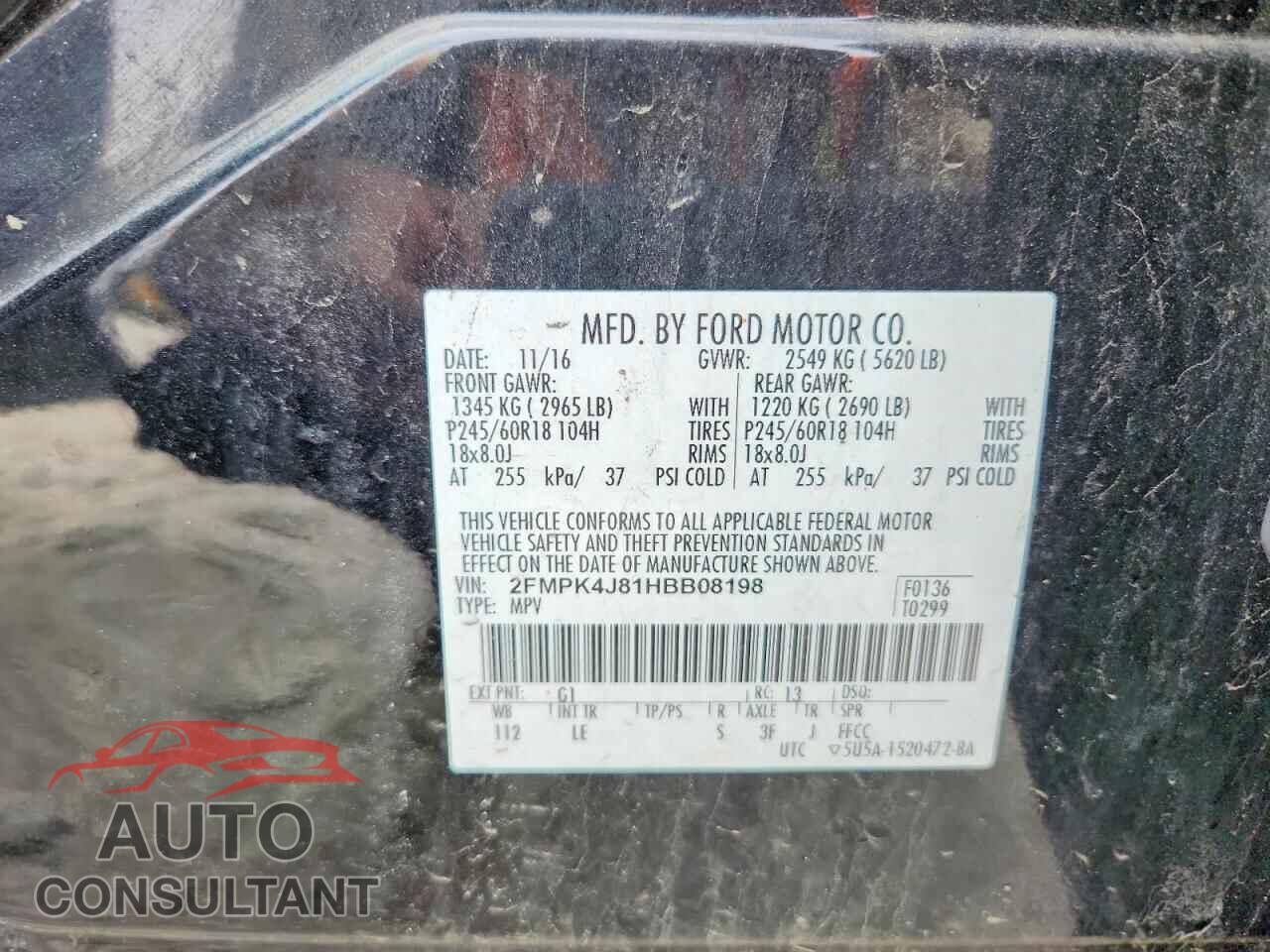 FORD EDGE 2017 - 2FMPK4J81HBB08198