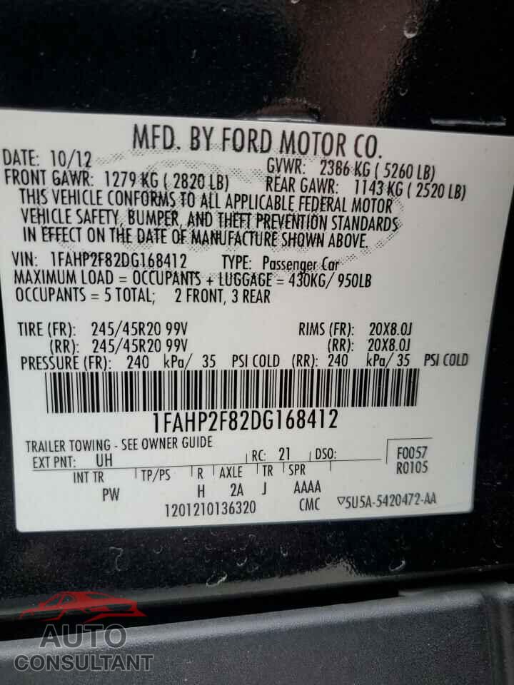 FORD TAURUS 2013 - 1FAHP2F82DG168412