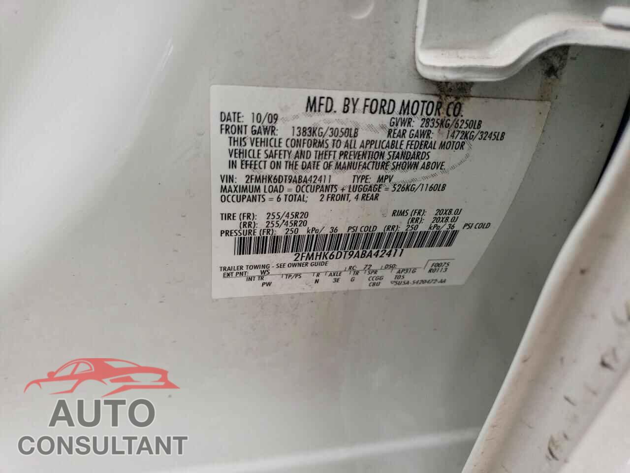 FORD FLEX 2010 - 2FMHK6DT9ABA42411