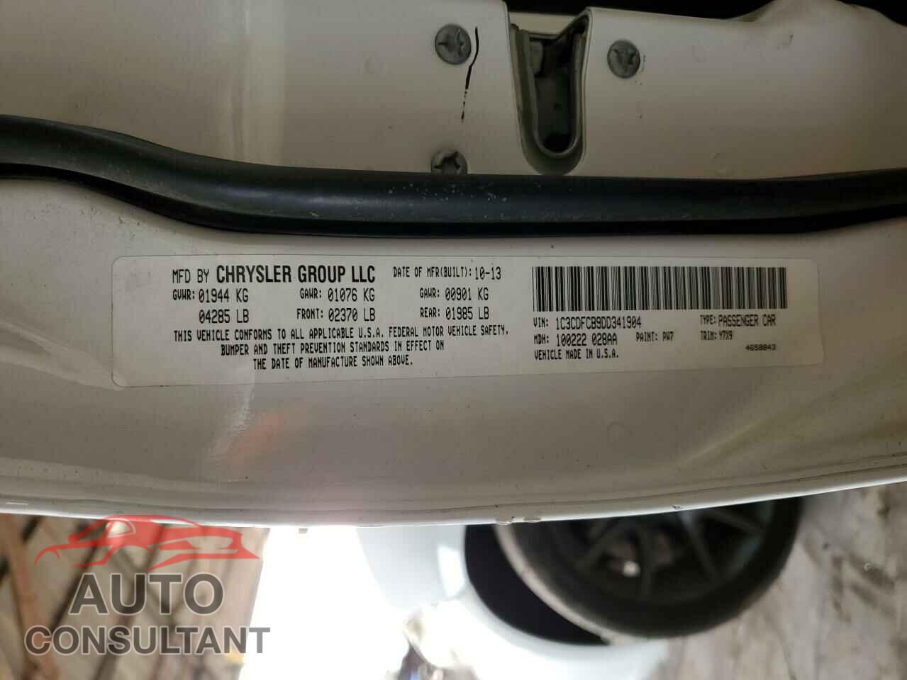 DODGE DART 2013 - 1C3CDFCB9DD341904