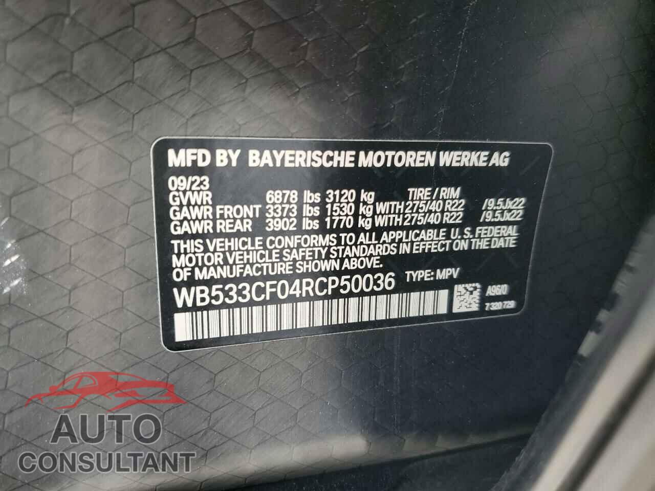 BMW IX M60 2024 - WB533CF04RCP50036