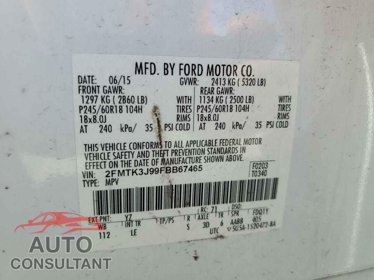 FORD EDGE 2015 - 2FMTK3J99FBB67465