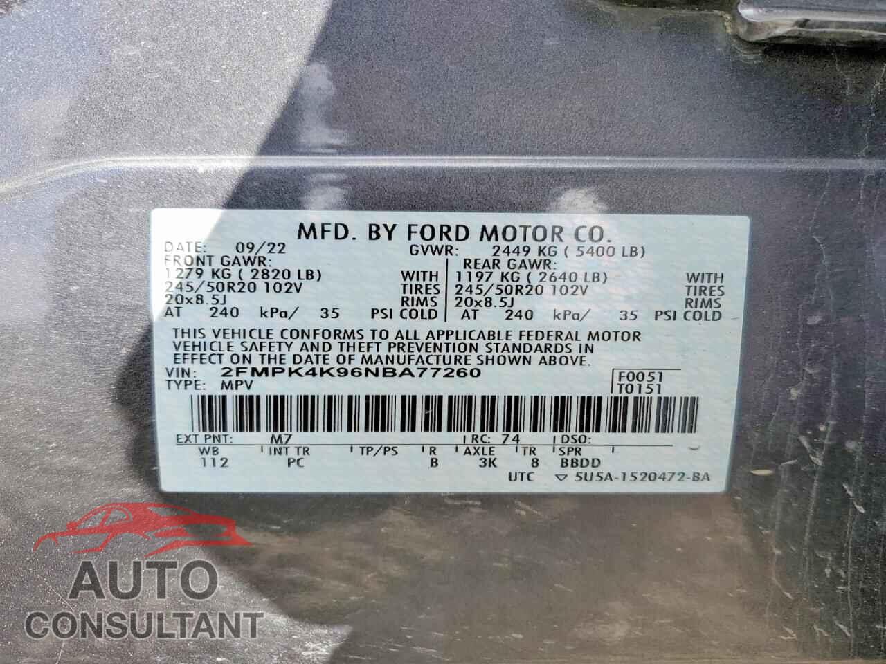 FORD EDGE 2022 - 2FMPK4K96NBA77260