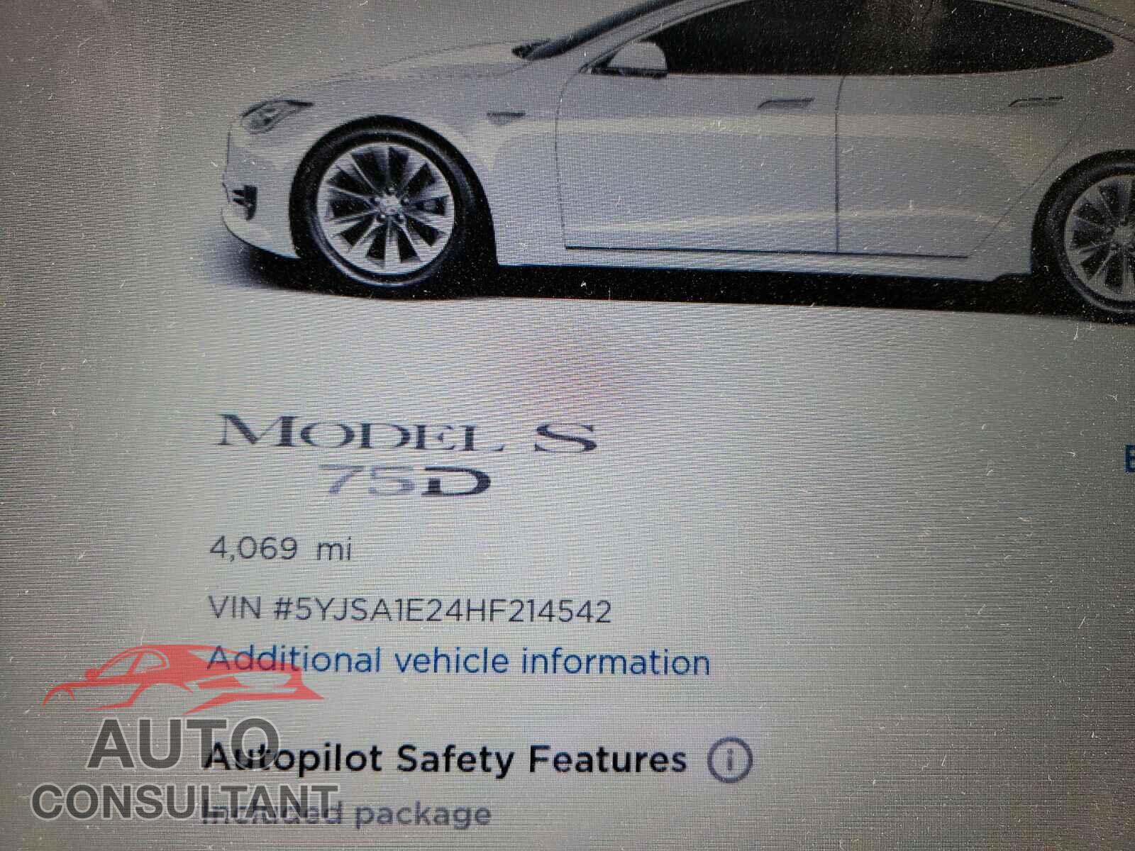 TESLA MODEL S 2017 - 5YJSA1E24HF214542