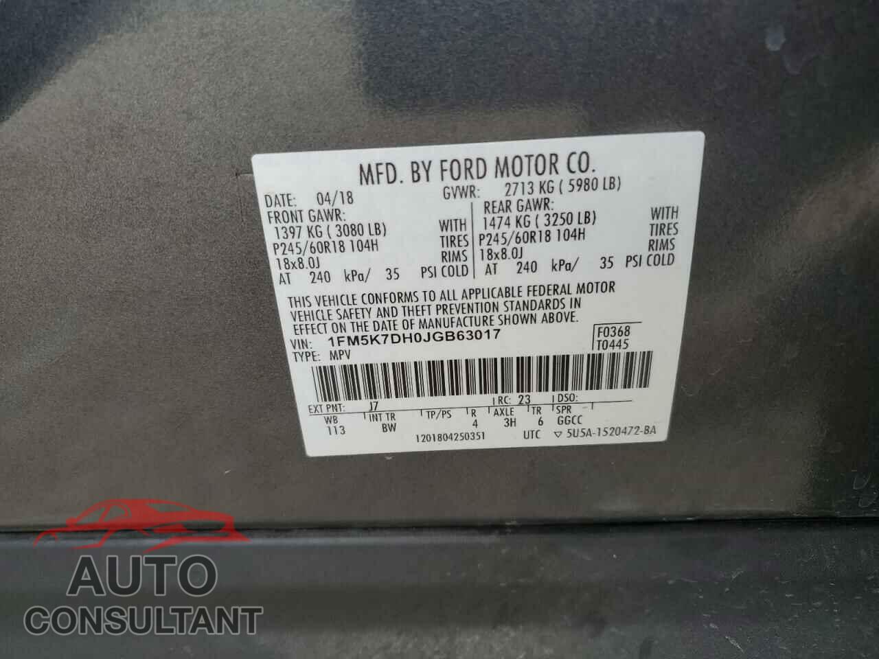 FORD EXPLORER 2018 - 1FM5K7DH0JGB63017