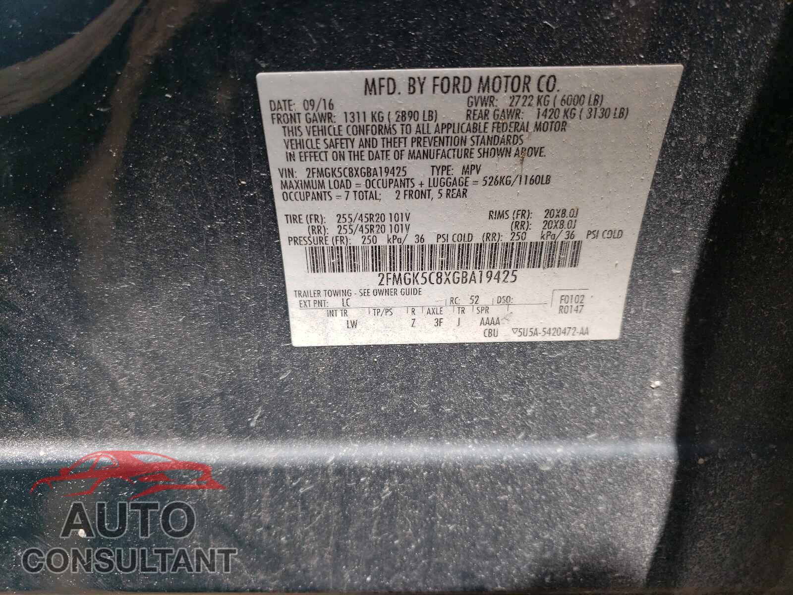 FORD FLEX 2016 - 2FMGK5C8XGBA19425