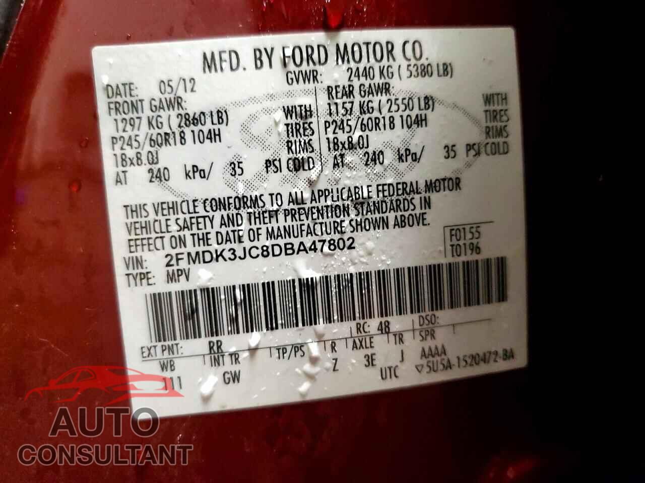 FORD EDGE 2013 - 2FMDK3JC8DBA47802