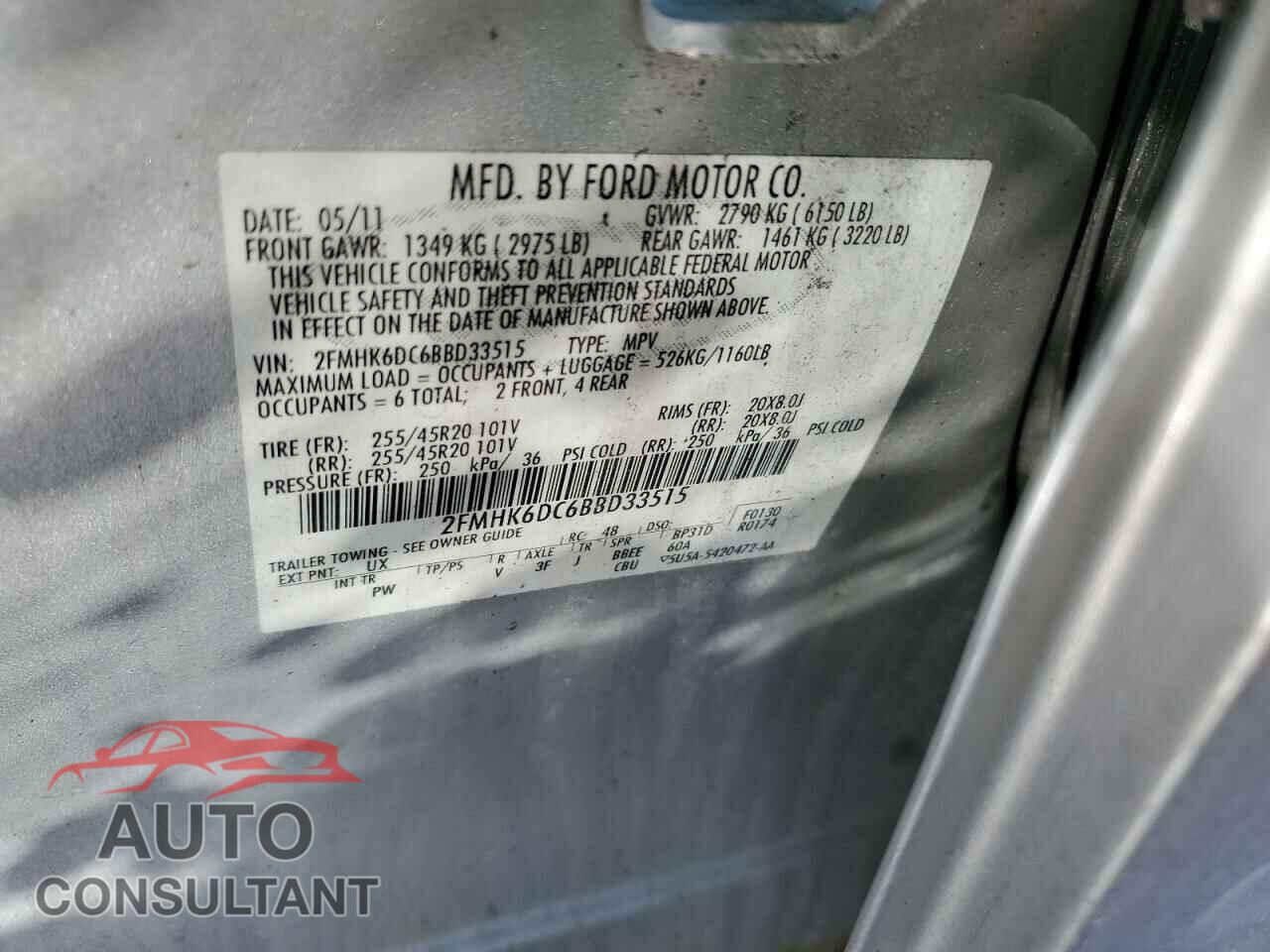 FORD FLEX 2011 - 2FMHK6DC6BBD33515