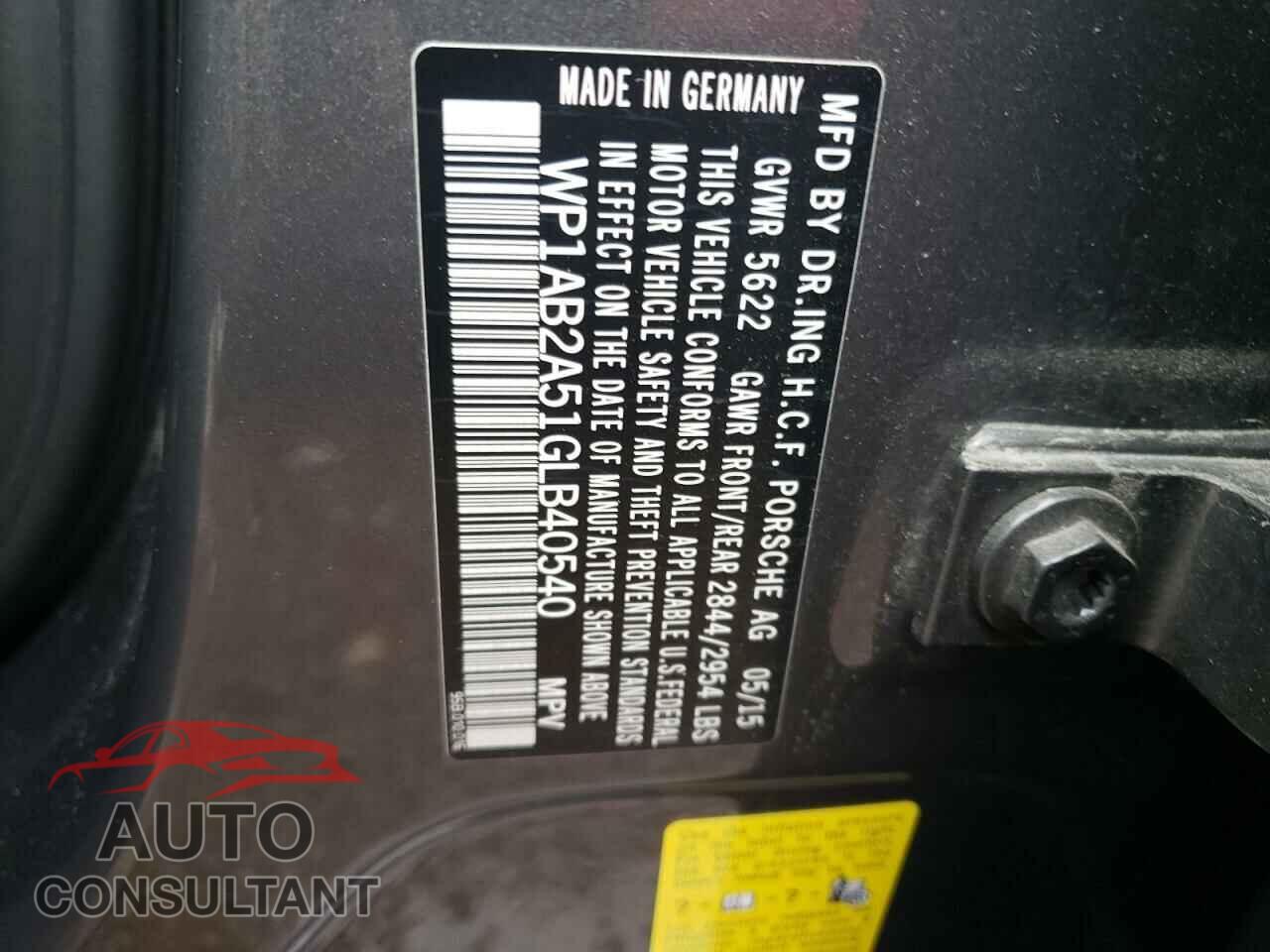 PORSCHE MACAN 2016 - WP1AB2A51GLB40540