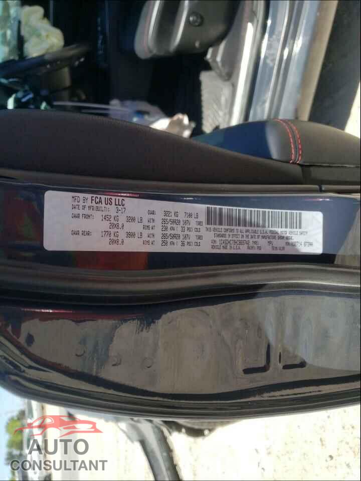 DODGE DURANGO 2017 - 1C4SDHCT9HC869742