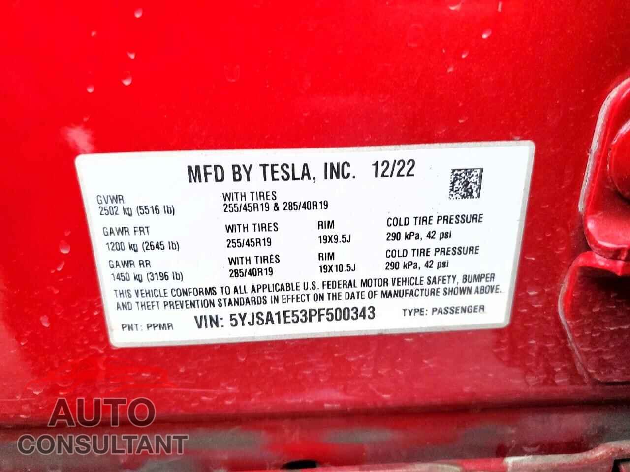 TESLA MODEL S 2023 - 5YJSA1E53PF500343