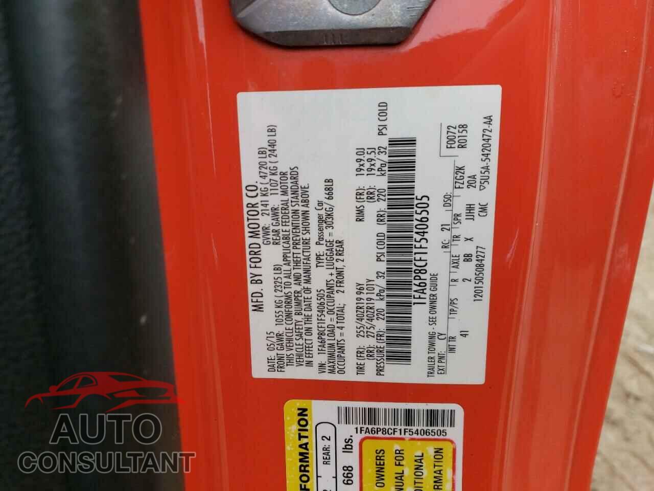 FORD MUSTANG 2015 - 1FA6P8CF1F5406505