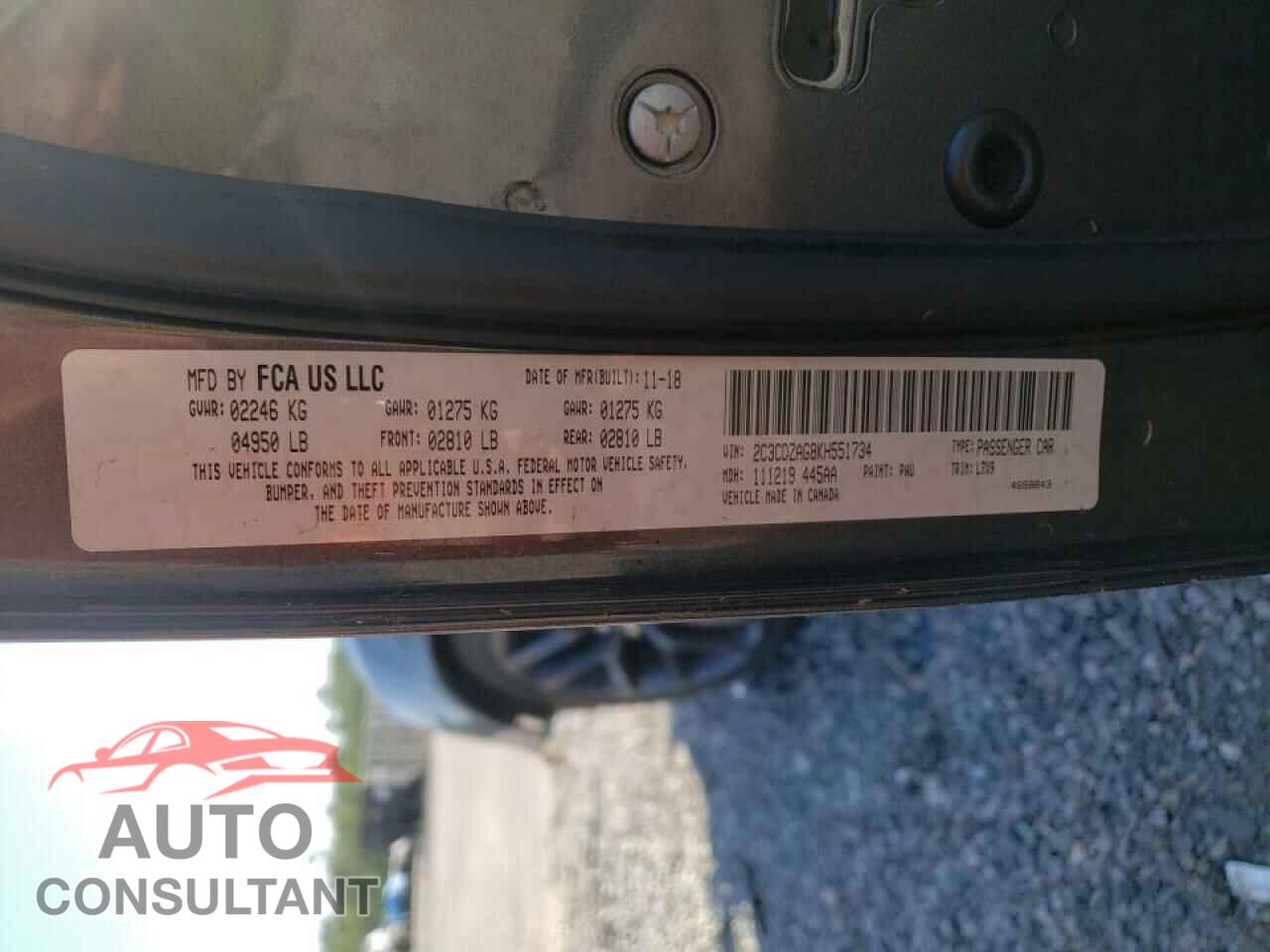 DODGE CHALLENGER 2019 - 2C3CDZAG8KH551734