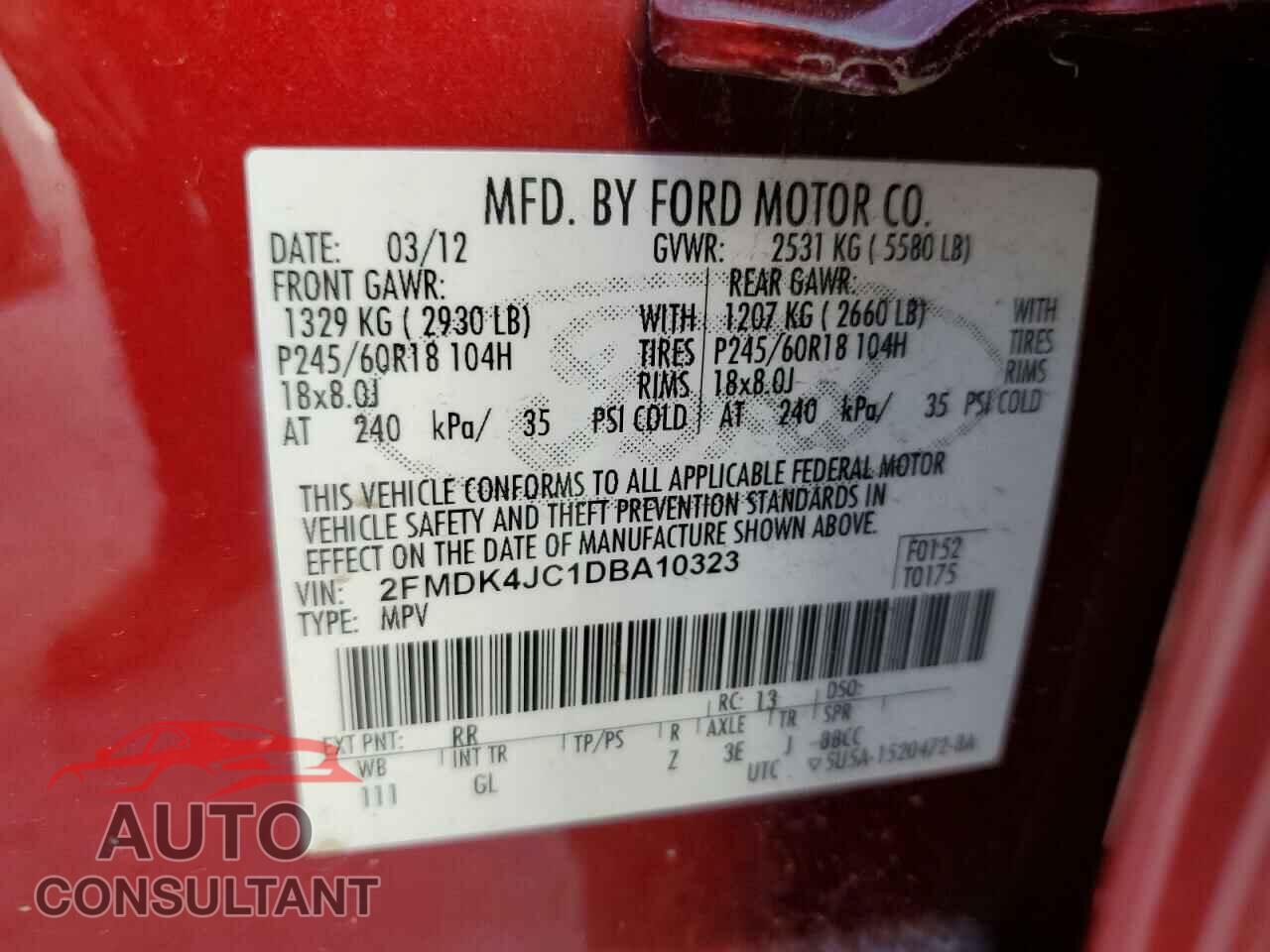 FORD EDGE 2013 - 2FMDK4JC1DBA10323