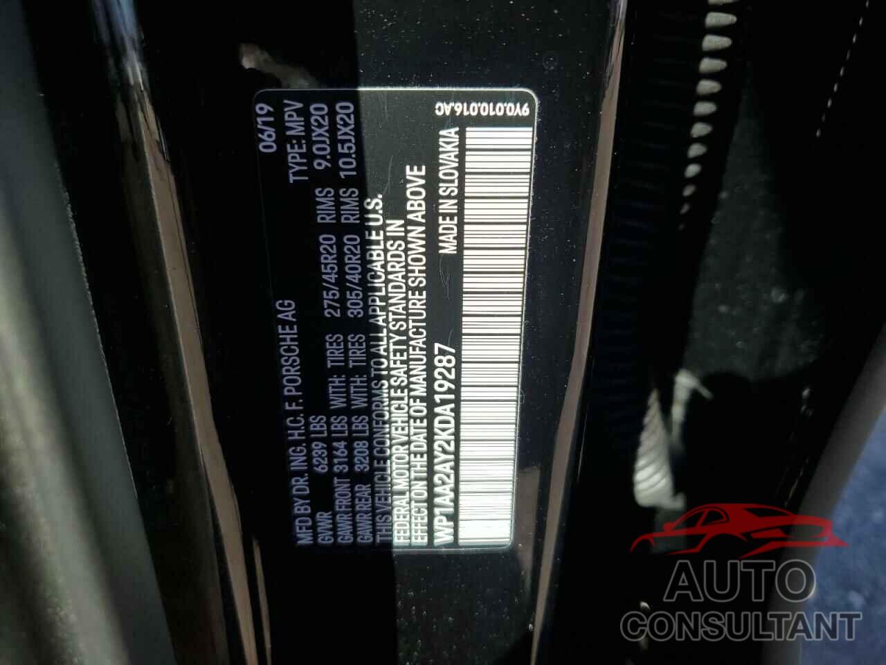 PORSCHE CAYENNE 2019 - WP1AA2AY2KDA19287