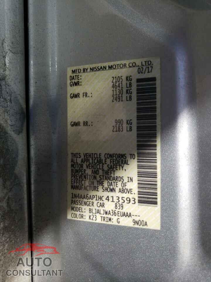 NISSAN MAXIMA 2017 - 1N4AA6AP1HC413593