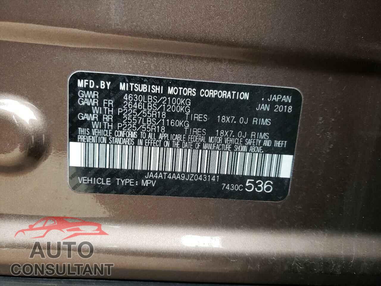 MITSUBISHI ECLIPSE 2018 - JA4AT4AA9JZ043141