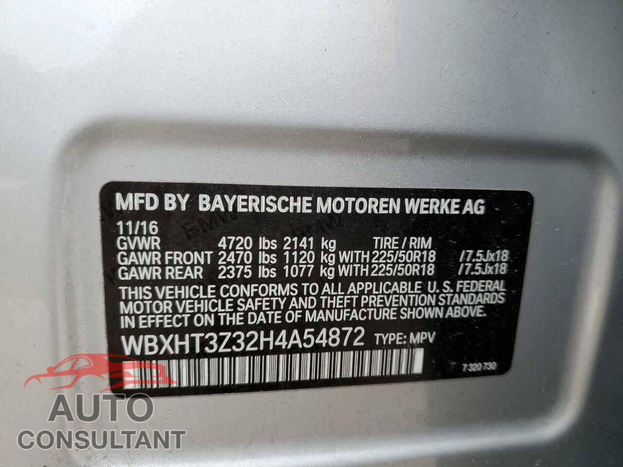 BMW X1 2017 - WBXHT3Z32H4A54872