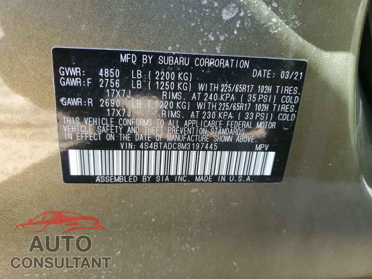 SUBARU OUTBACK 2021 - 4S4BTADC8M3197445