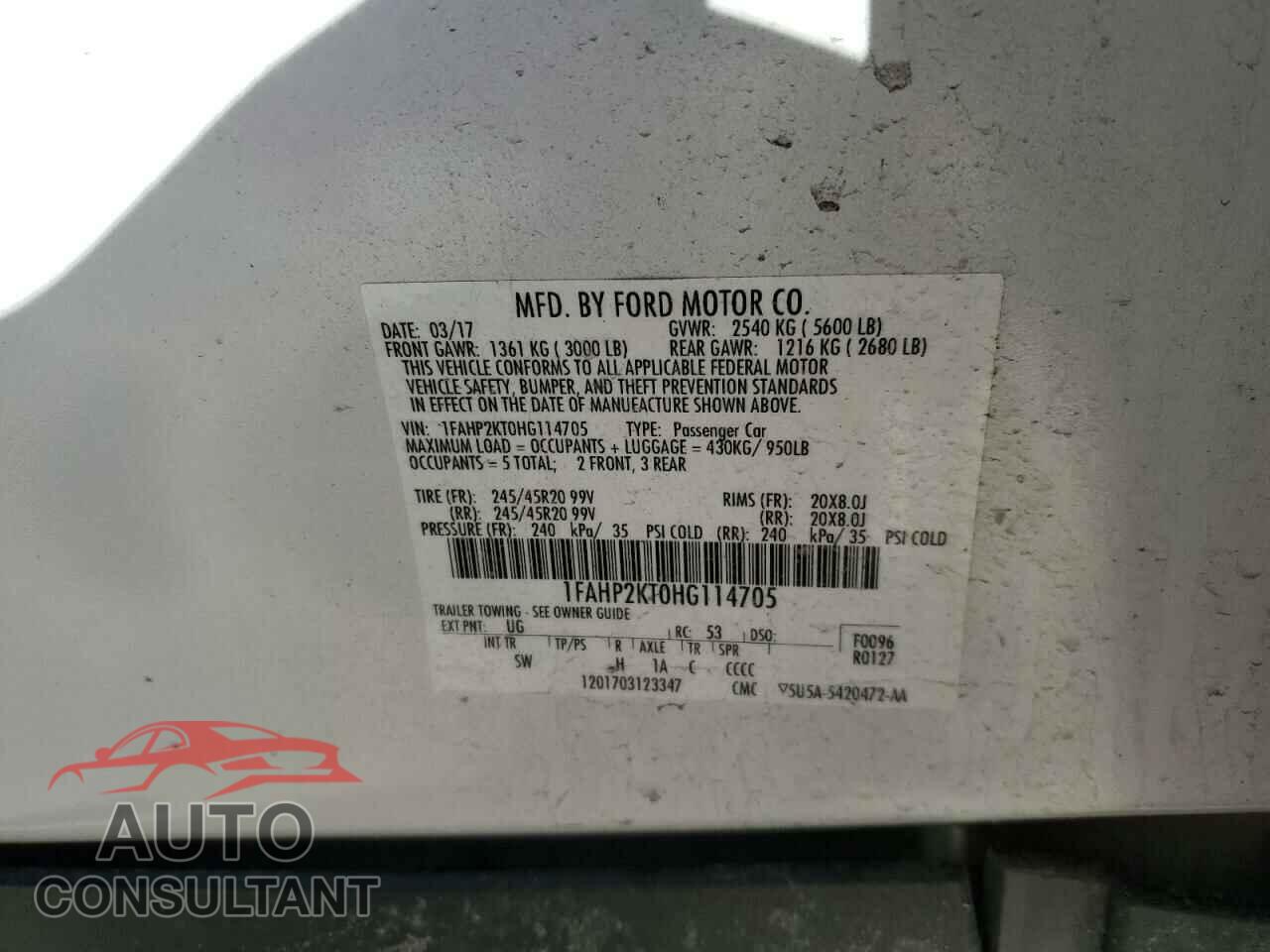 FORD TAURUS 2017 - 1FAHP2KT0HG114705
