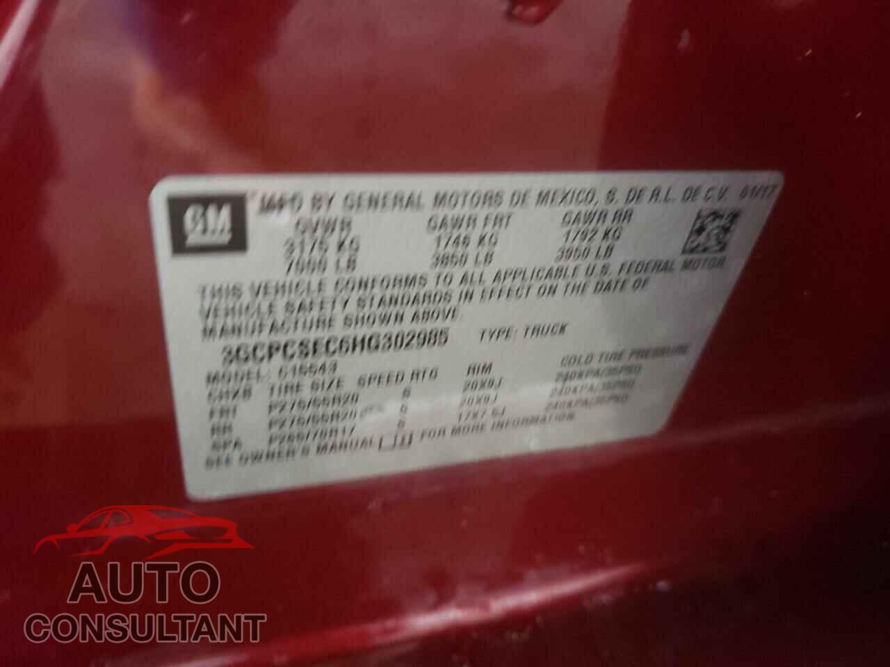 CHEVROLET SILVERADO 2017 - 3GCPCSEC6HG302985