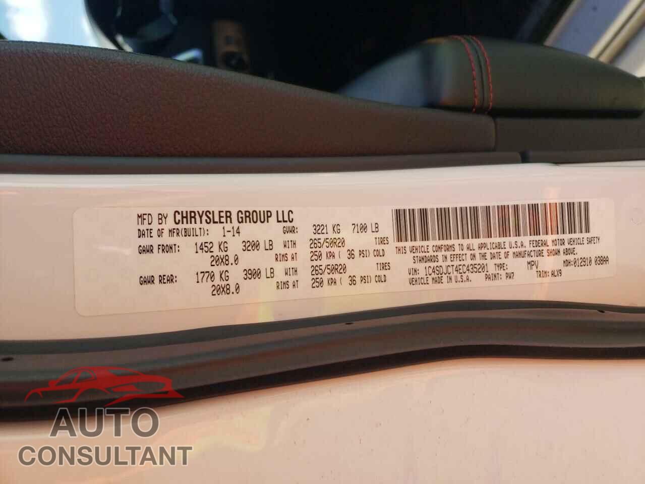 DODGE DURANGO 2014 - 1C4SDJCT4EC435201