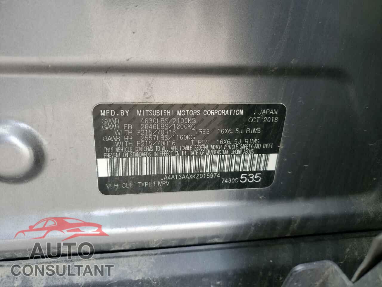 MITSUBISHI ECLIPSE 2019 - JA4AT3AAXKZ015974
