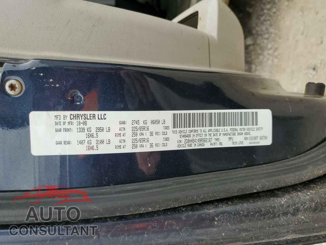 DODGE CARAVAN 2009 - 2D8HN54149R562167