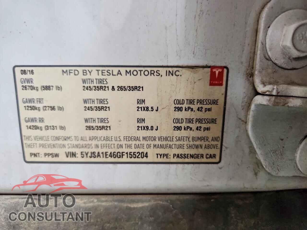 TESLA MODEL S 2016 - 5YJSA1E46GF155204