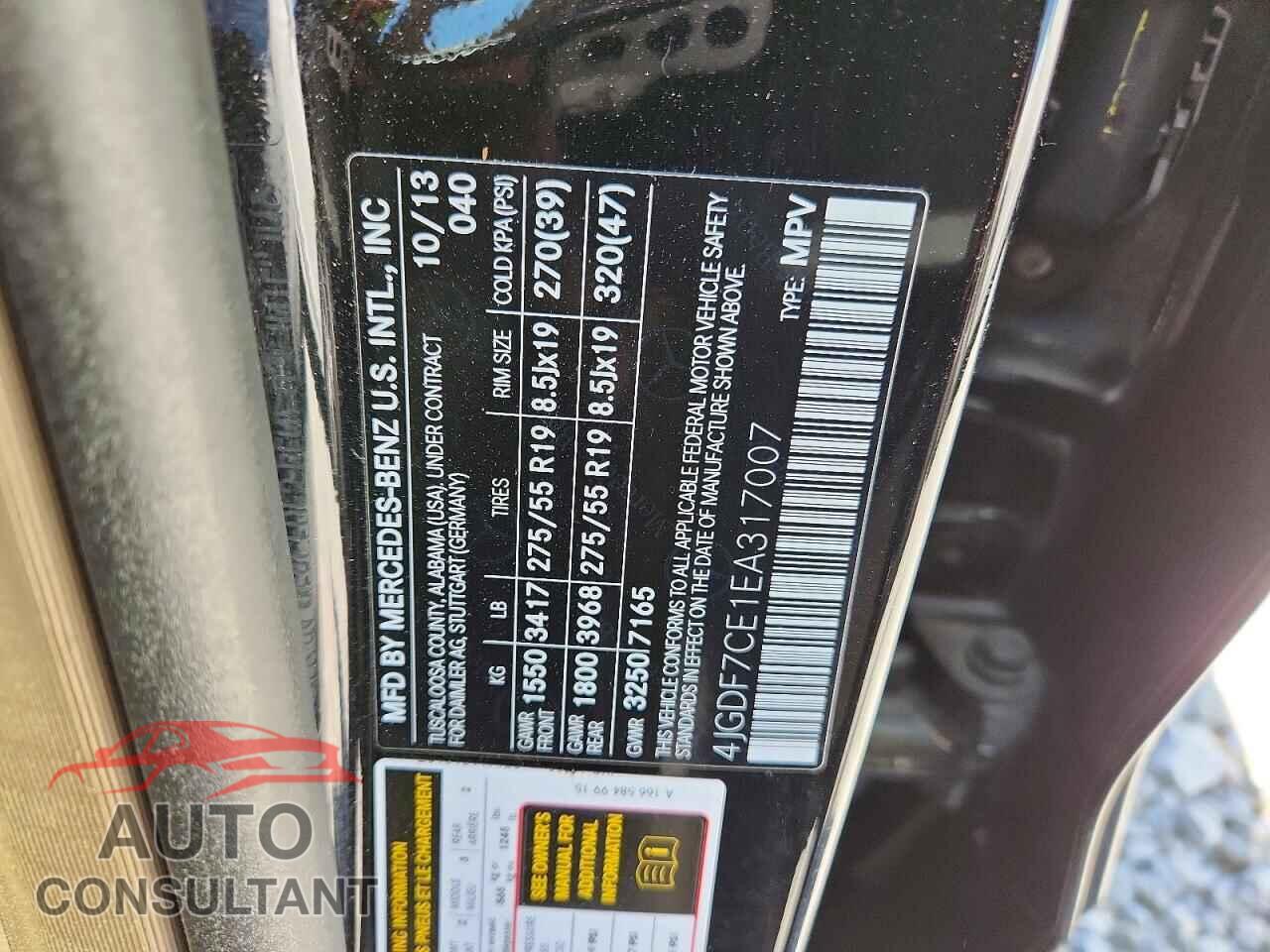 MERCEDES-BENZ GL-CLASS 2014 - 4JGDF7CE1EA317007
