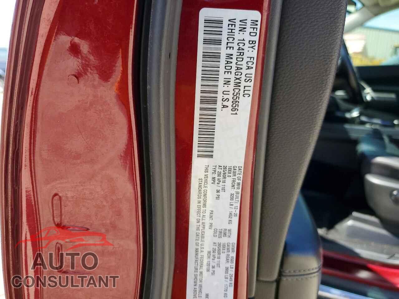 DODGE DURANGO 2021 - 1C4RDJAGXMC556561