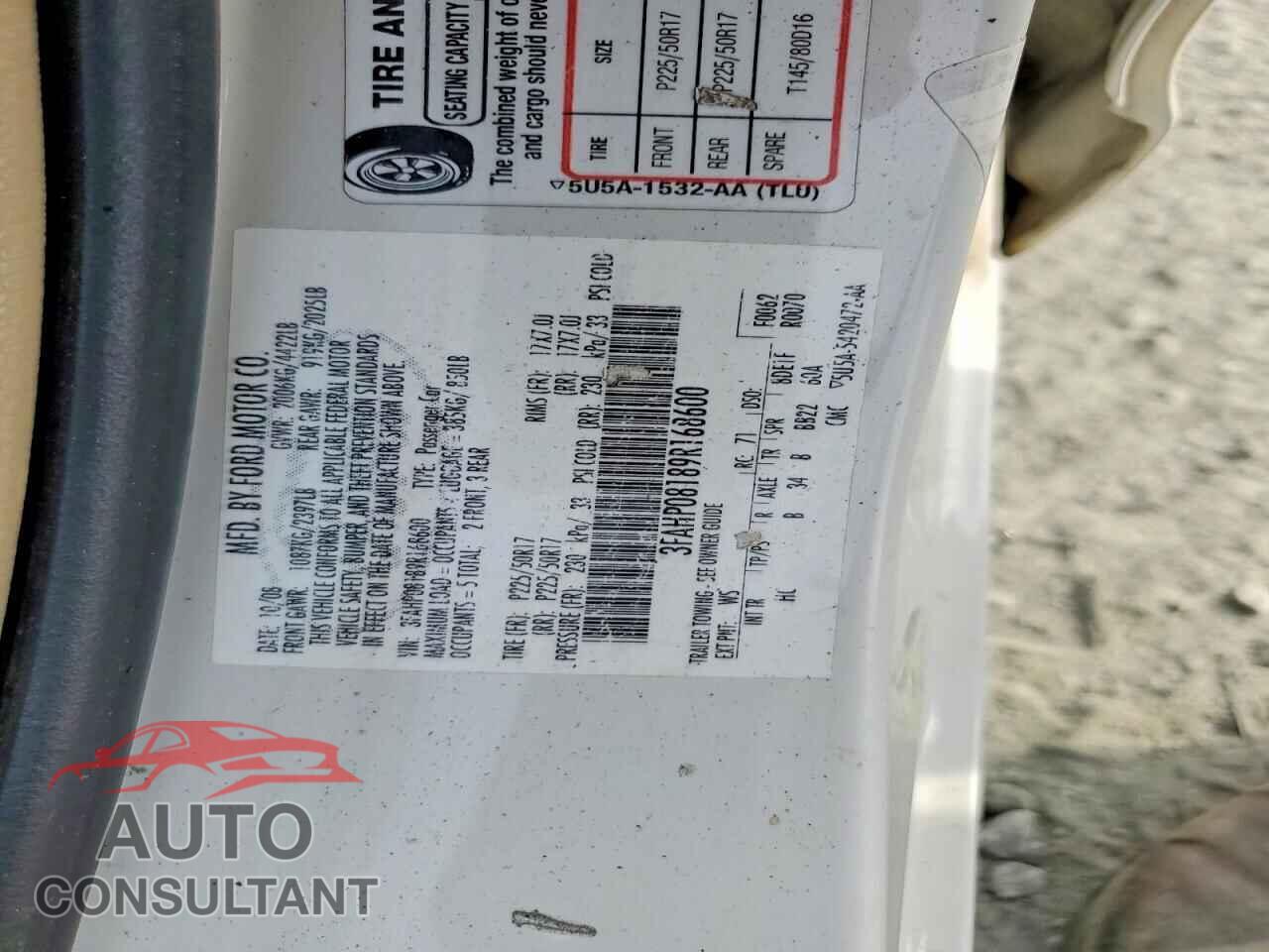 FORD FUSION 2009 - 3FAHP08189R168600