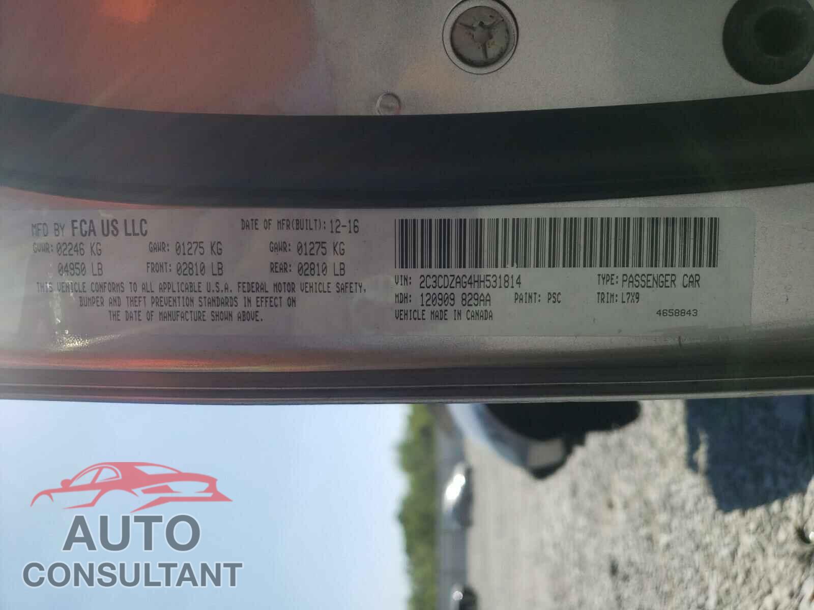 DODGE CHALLENGER 2017 - 2C3CDZAG4HH531814