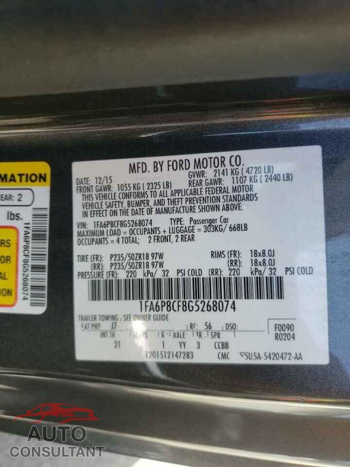 FORD MUSTANG 2016 - 1FA6P8CF8G5268074