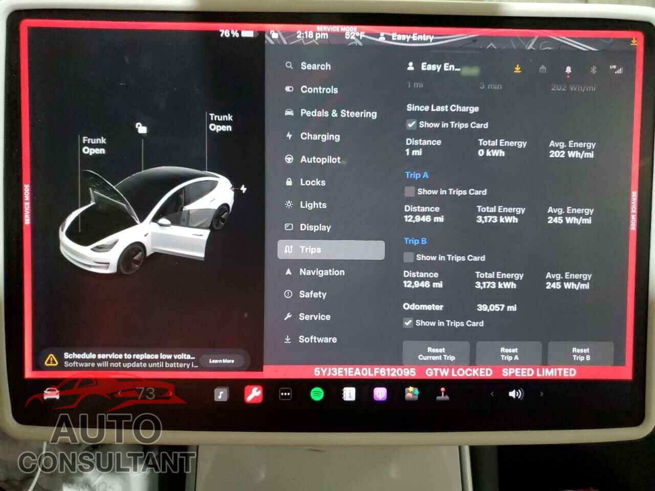 TESLA MODEL 3 2020 - 5YJ3E1EA0LF612095