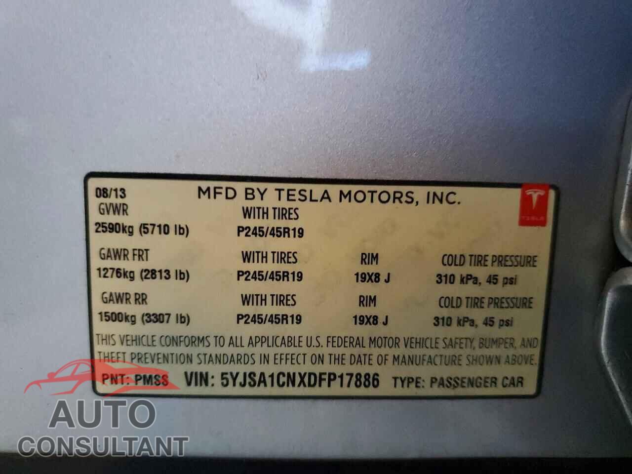 TESLA MODEL S 2013 - 5YJSA1CNXDFP17886