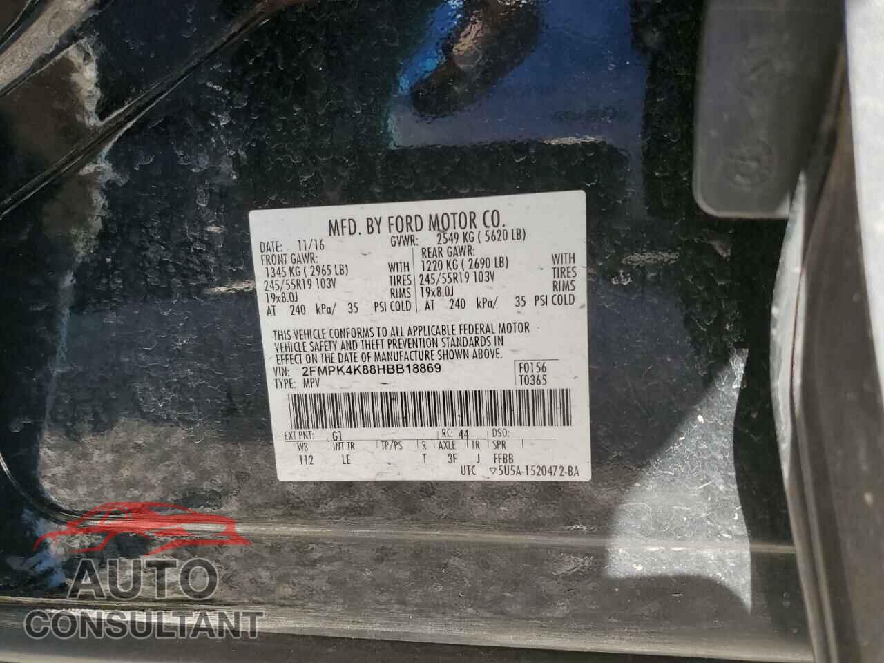 FORD EDGE 2017 - 2FMPK4K88HBB18869