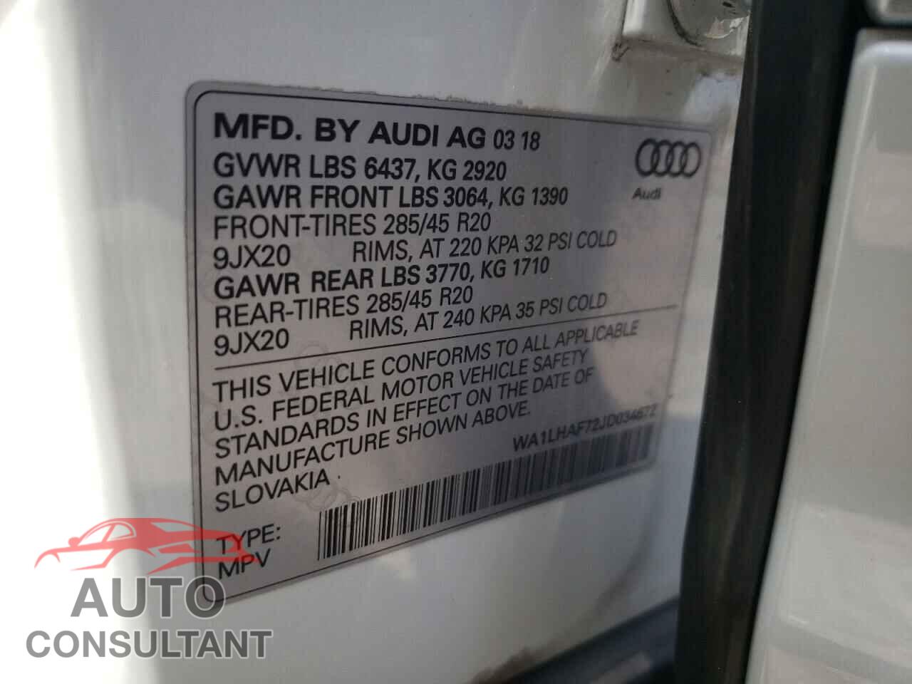 AUDI Q7 2018 - WA1LHAF72JD034672