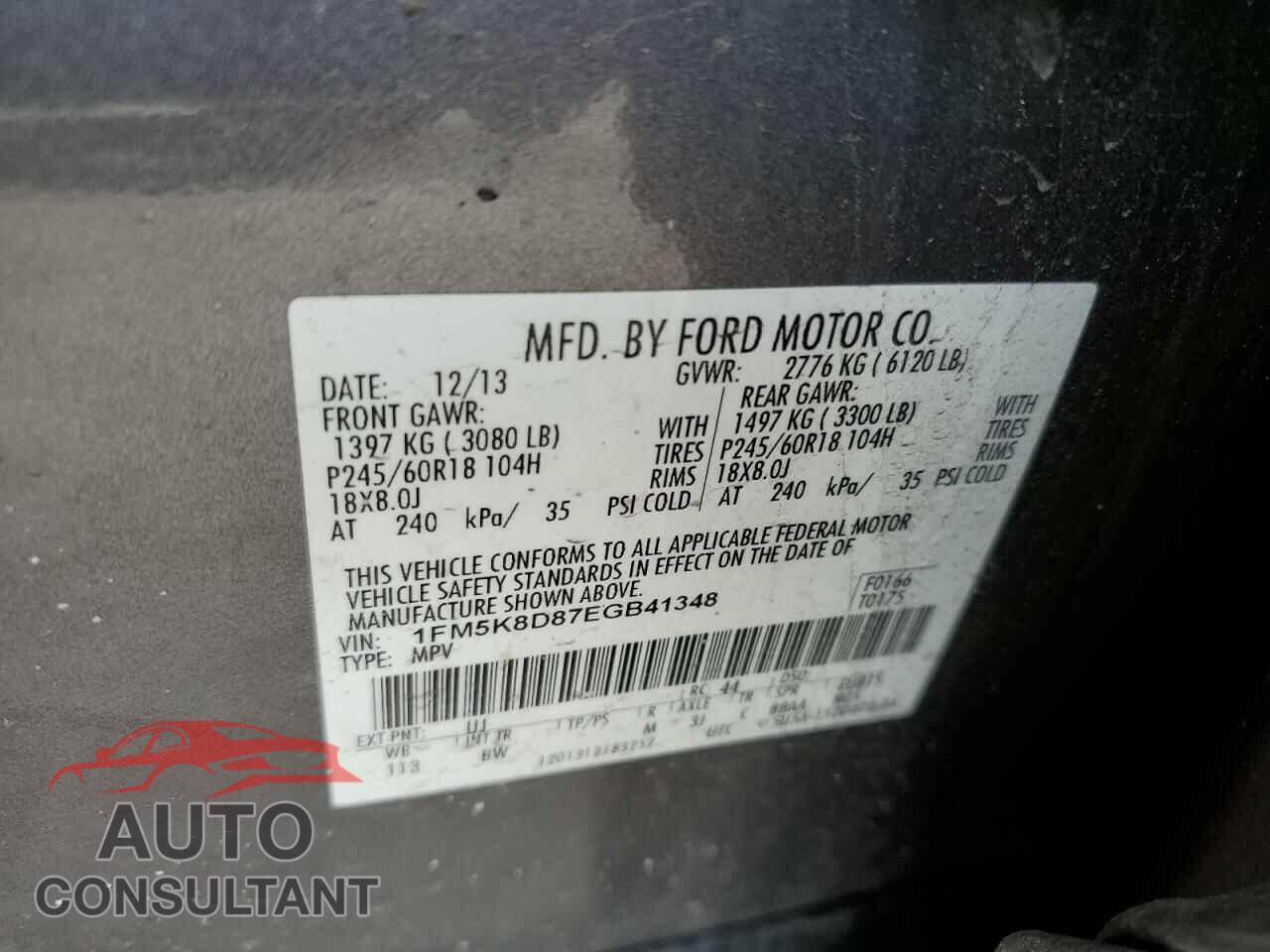 FORD EXPLORER 2014 - 1FM5K8D87EGB41348