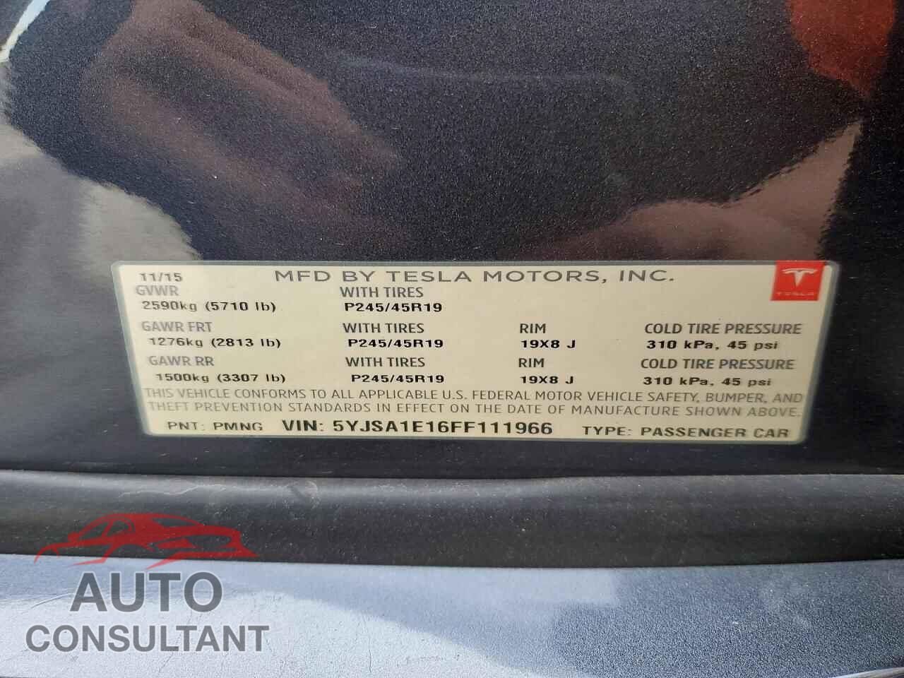 TESLA MODEL S 2015 - 5YJSA1E16FF111966