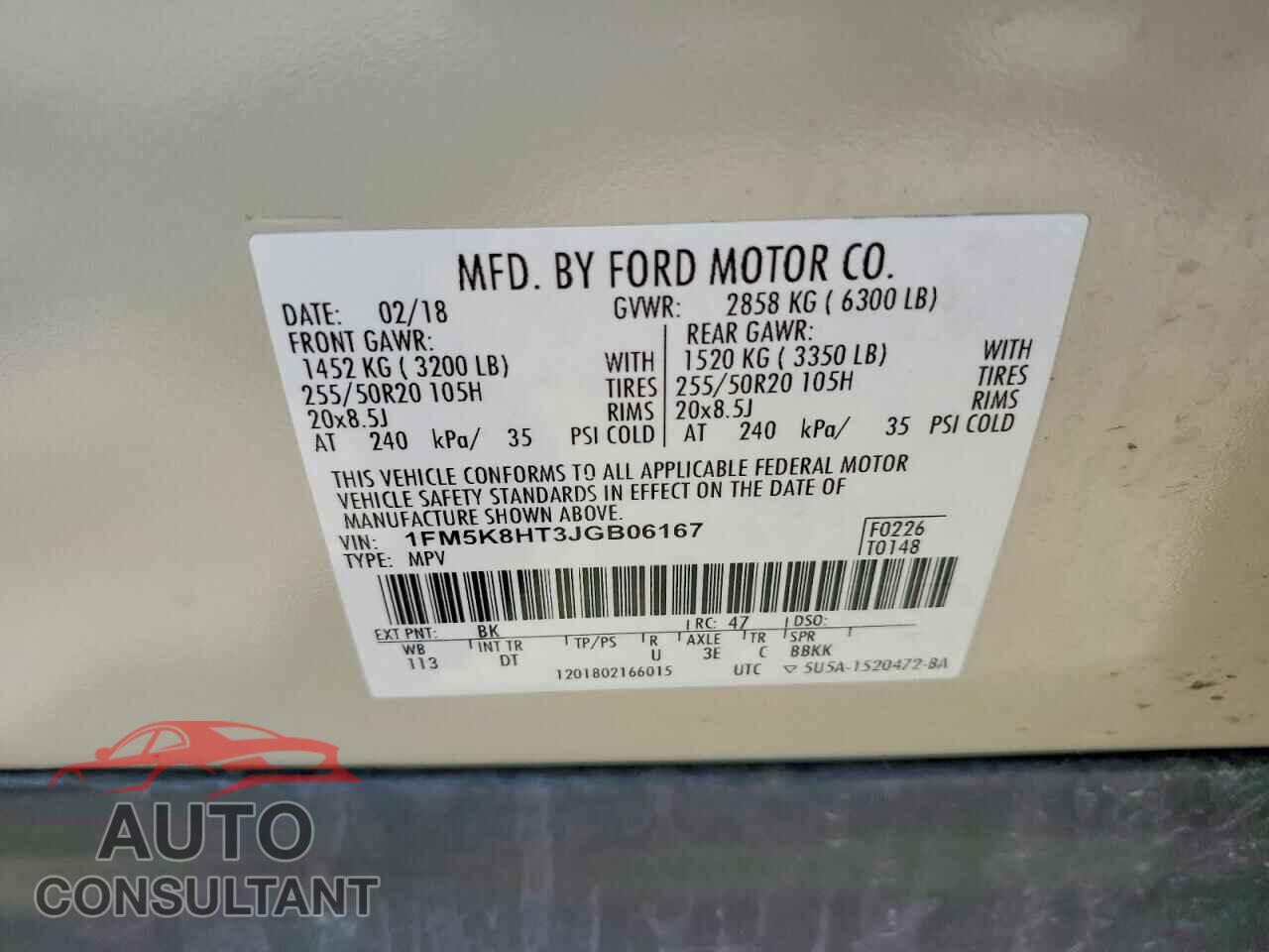 FORD EXPLORER 2018 - 1FM5K8HT3JGB06167