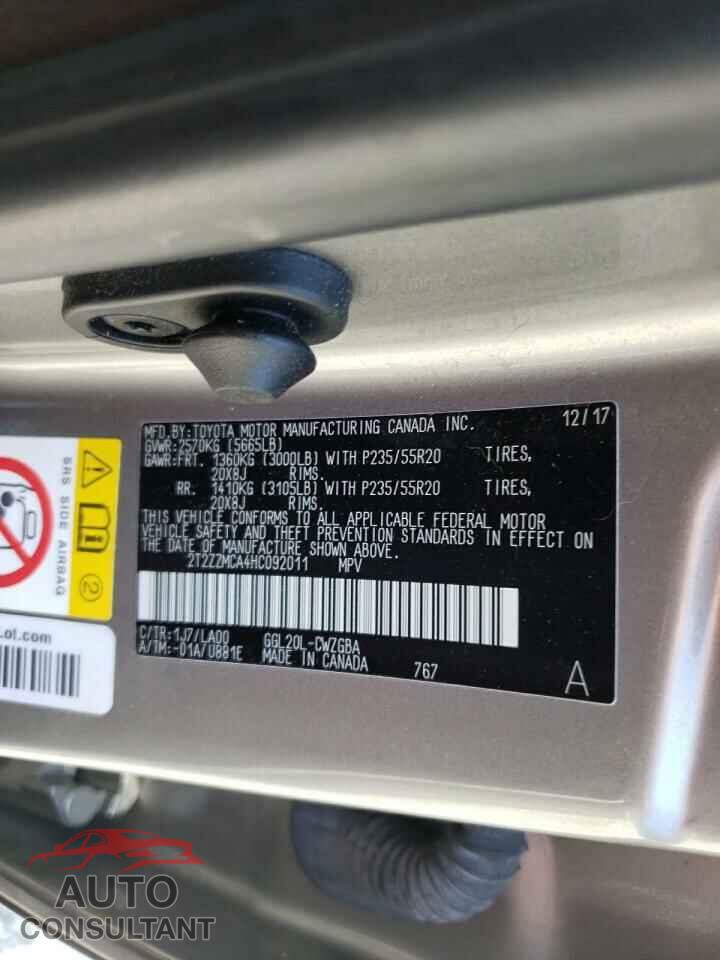 LEXUS RX350 2017 - 2T2ZZMCA4HC092011