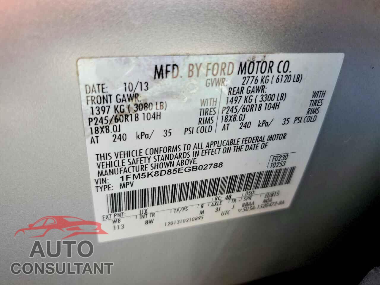 FORD EXPLORER 2014 - 1FM5K8D85EGB02788