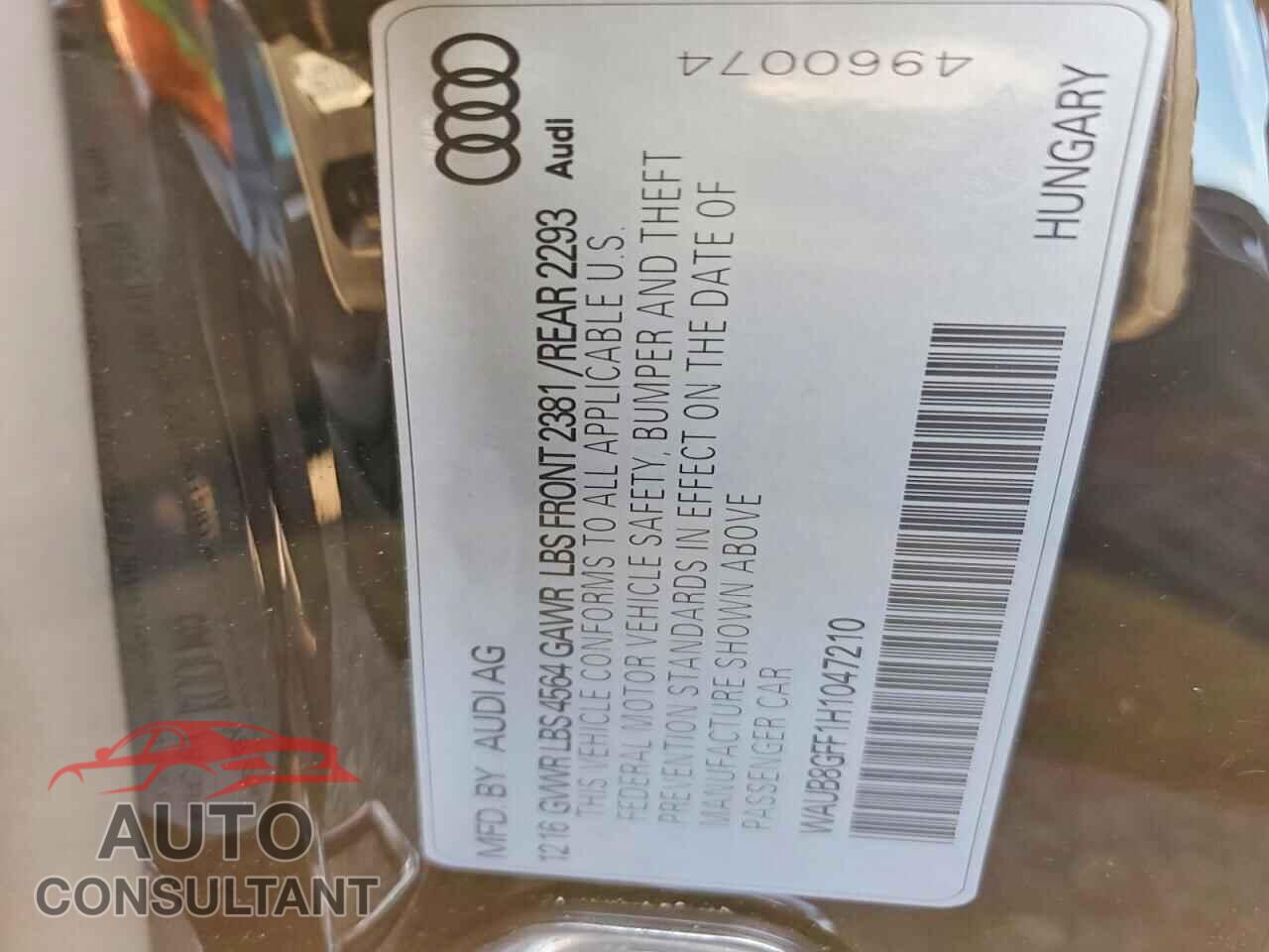 AUDI A3 2017 - WAUB8GFF1H1047210