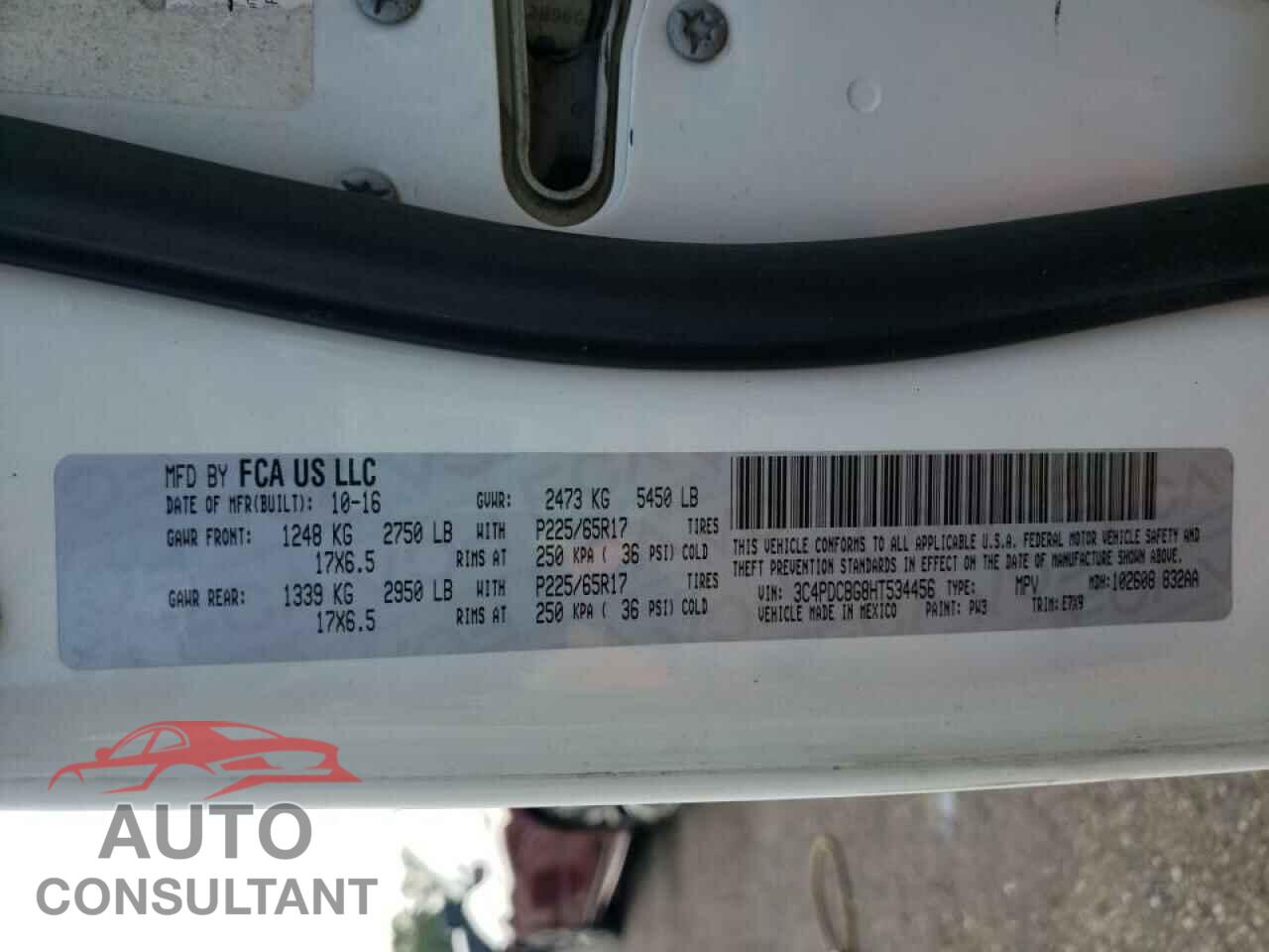 DODGE JOURNEY 2017 - 3C4PDCBG8HT534456