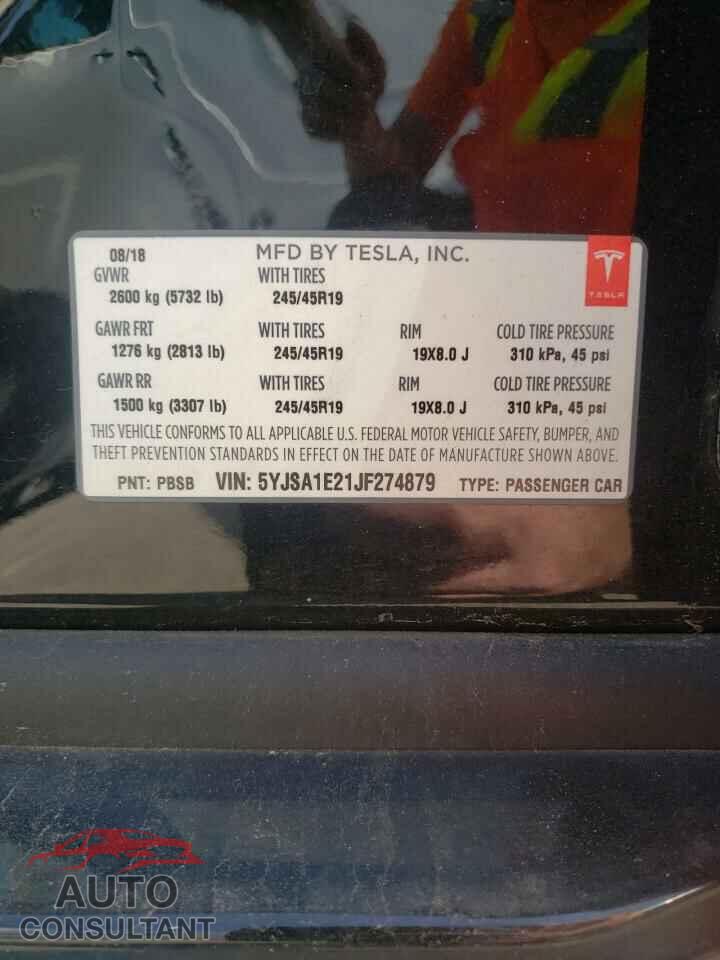 TESLA MODEL S 2018 - 5YJSA1E21JF274879