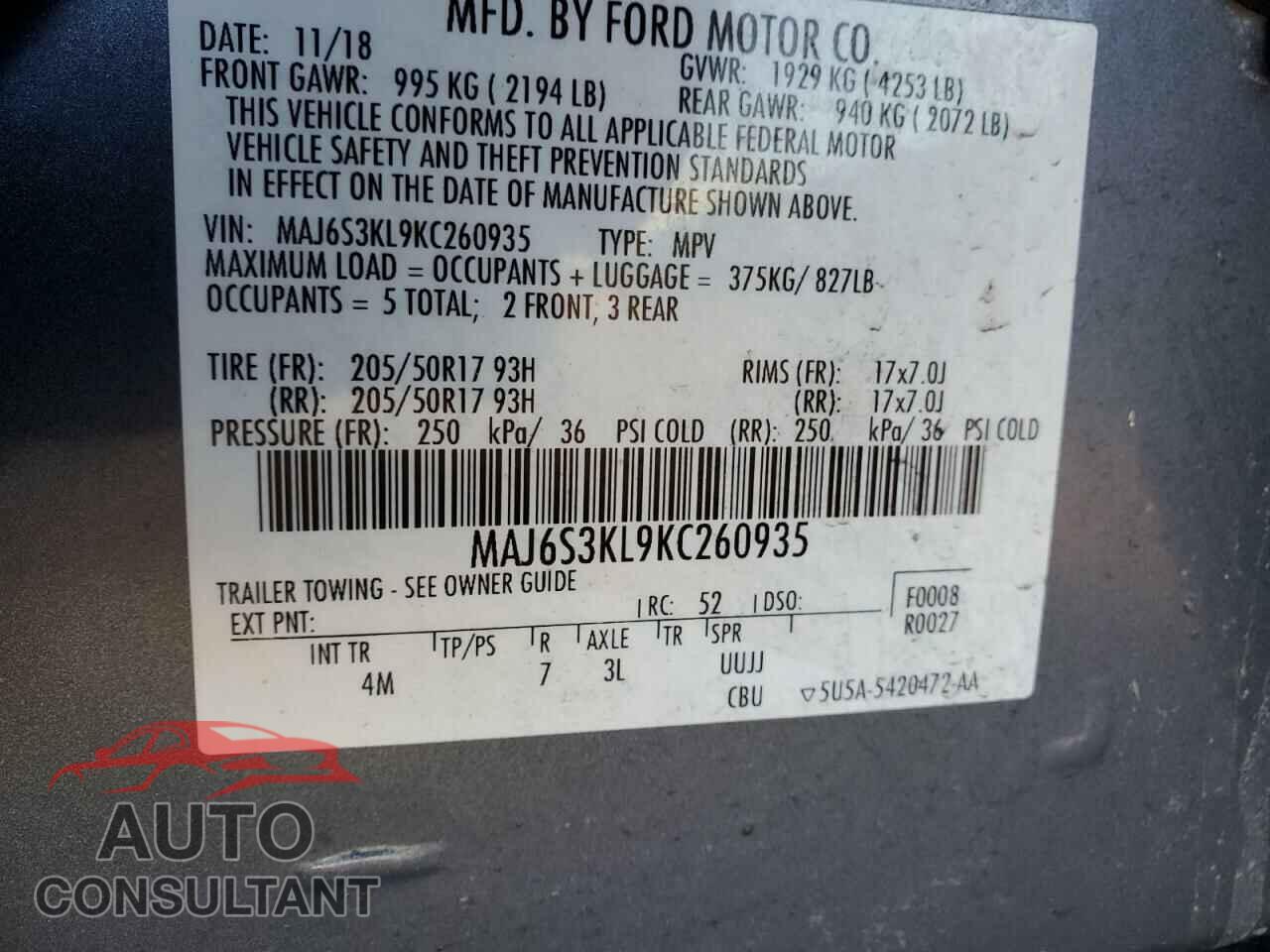 FORD ECOSPORT 2019 - MAJ6S3KL9KC260935