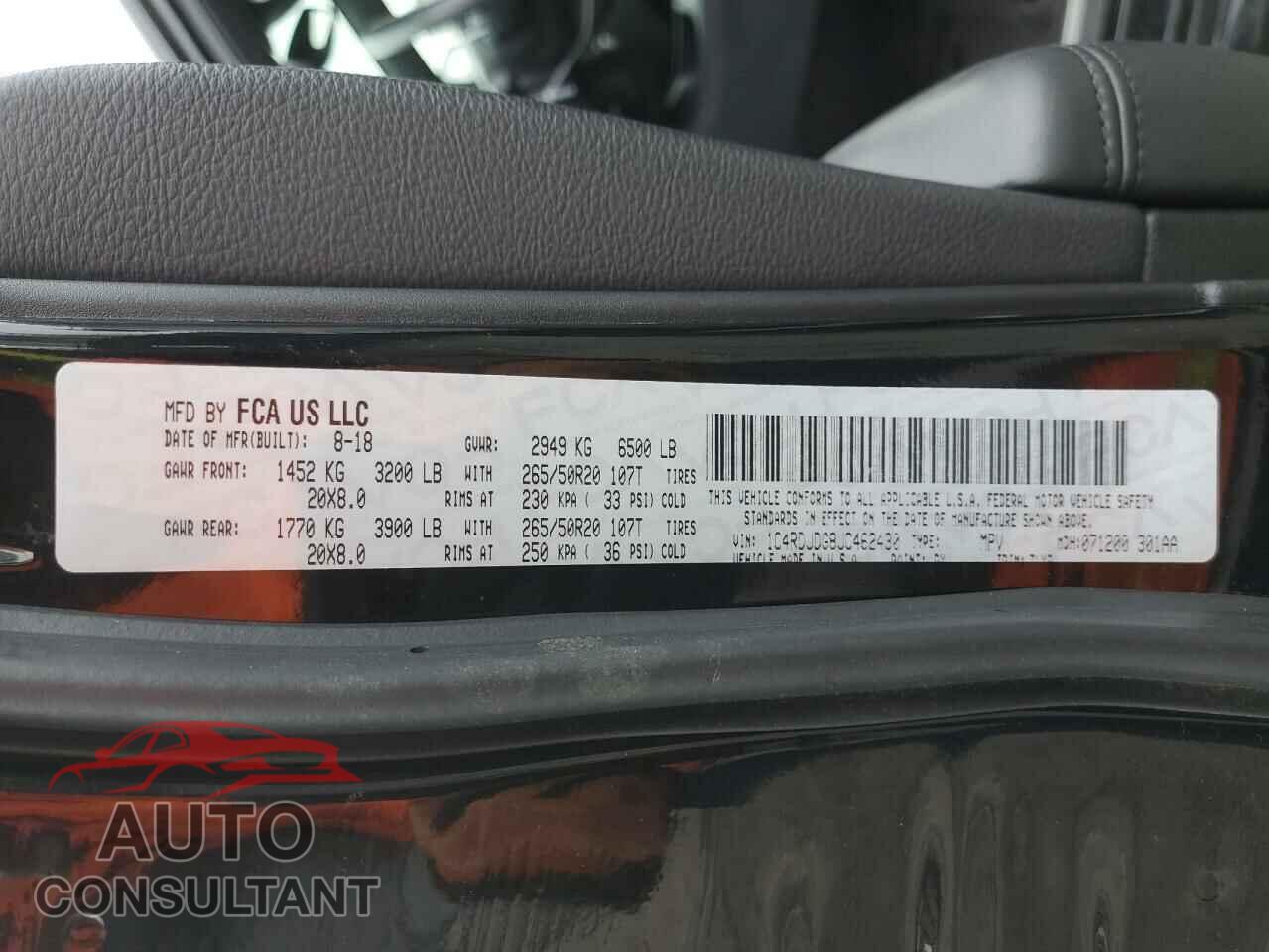 DODGE DURANGO 2018 - 1C4RDJDG8JC462430